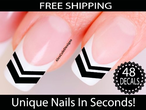 Zig Zag Nail Stickers - SINGLE Style Chevron Nail Stickers - Chevron Nail Art (Classic Black)