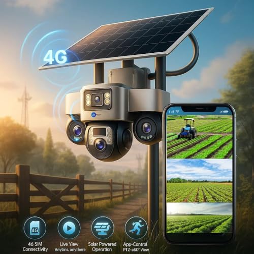 Image of Maizic Smarthome TRIGENIE 4G Solar with 1 Year Free Data | 6MPx3 Triple Lens /Screen AI Triple PTZ Outdoor CCTV Camera | 360 View | Color Night Vision | Human Detection | 2-Way Audio