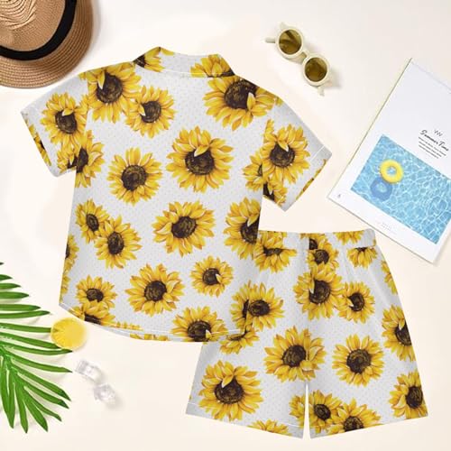 Image of visesunny Funny Boy's 2 Pieces Shirt and Short Set Casual Shirts Short Sleeve Beach Shorts Summer Outfits for 3-10 Years Kids