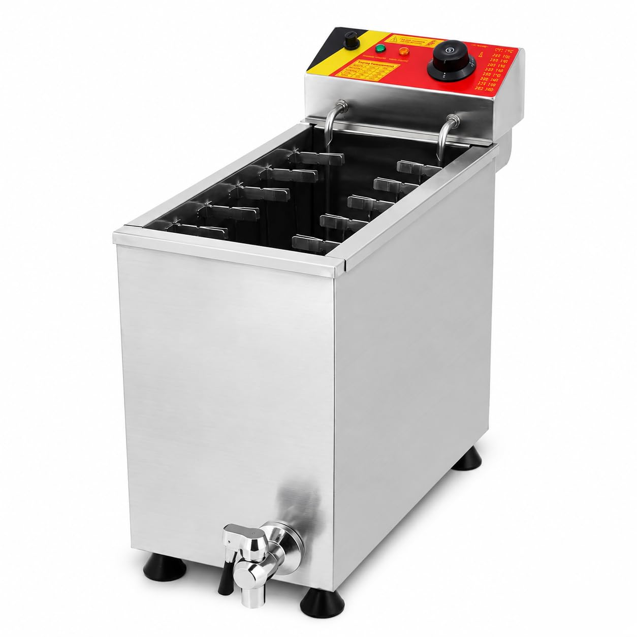 ERZODA Friteuse Commerciale pour Corn Dog NP-392, 25L, 12 Positions de Clips, Acier Inoxydable, Valve de Vidange, pour Hot-Dog Coréen, Cheese Dog, Food Truck et Snack