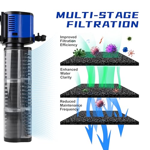 Image of coospider-repta Aquarium Filter for 100-300 Gallons Tank, Powerful 660GPH Internal Fish Tank Filter, Pump Submersible Filter with Sponge for Large Fish Tanks, Turtle Tanks