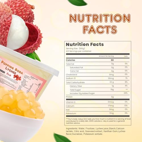 image for Fanale Popping Boba Pearls for Bubble Tea - 2 lb (1 lb X 2) | Lychee |