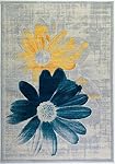 La Dole Rugs Boston Collection Teal Yellow Floral Area Rug-Soin moderne contemporain Intérieur , Pile doux moyen , Facile à nettoyer , Salon Chambre Entrée Hallway Salle à manger , 2x3 (60x100cm)