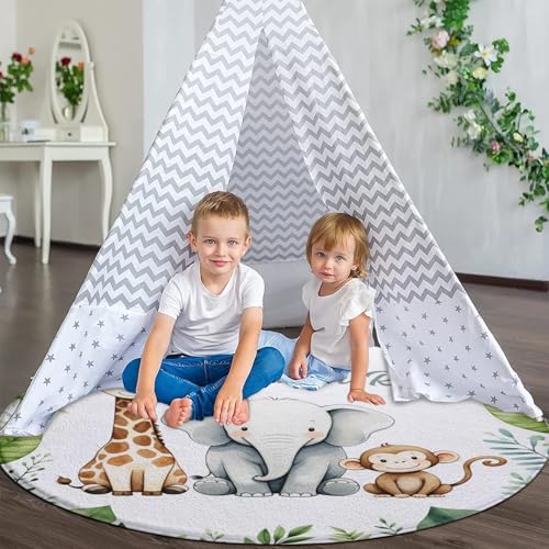 Tapete de área redondo personalizado para bebé Safari miniatura 5