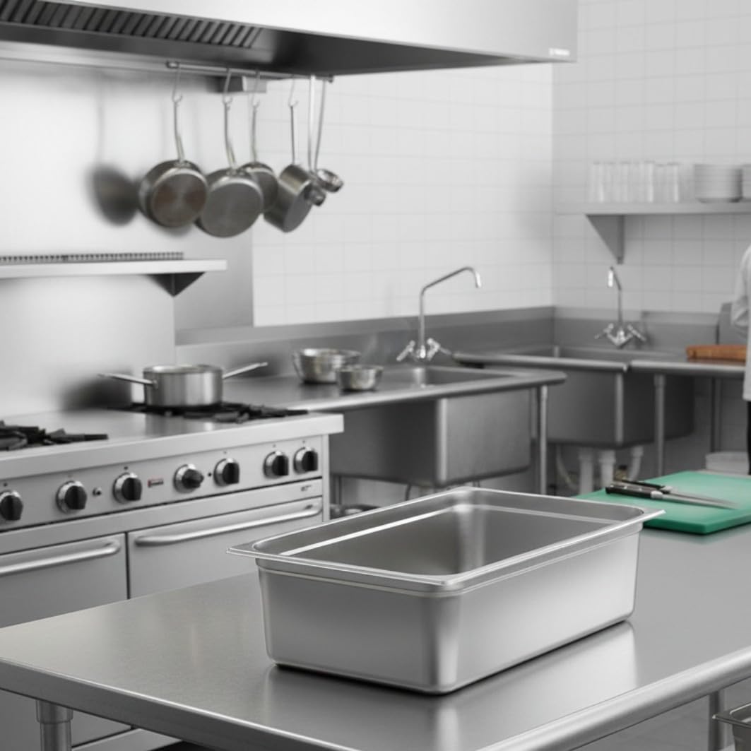 Soro Essentials- Full Size 6" Deep Stainless Steel Anti-Jamming Steam Table Pan 22 Gauge- Chafer Food Pan Stackable Anti-Jam Steam Pans for Hotel Restaurant Supplies Party Buffet Event Catering