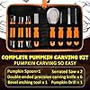 ZQEJEFD Pumpkin Carving Set för Halloween, 11 delar pumpa skulpteringssats i rostfritt stål gör-det-själv med förvaringsväska och 10 st skulpteringsstenciler för barn och familj #5