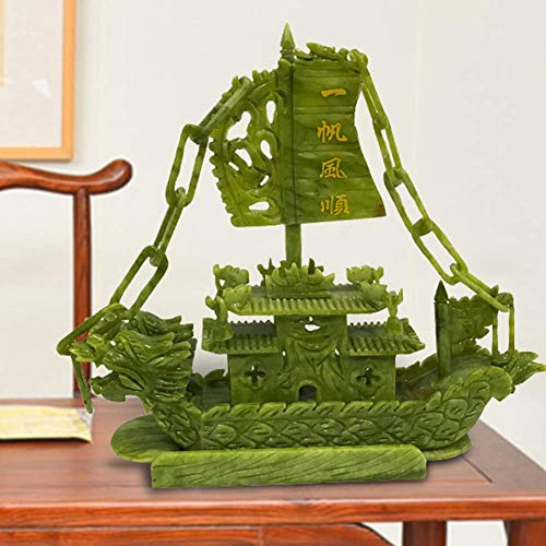 Statues et Figurines Jade Vert Sculpture Bateau Dragon Décorations Intérieur - 5