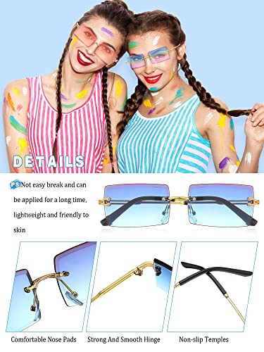 Flutesan 20 Pairs Rimless Sunglasses for Men Women Vintage Rimless Rectangle Sunglasses Frameless Candy Color Glasses Tinted Frameless Eyewear Y2K Glasses3