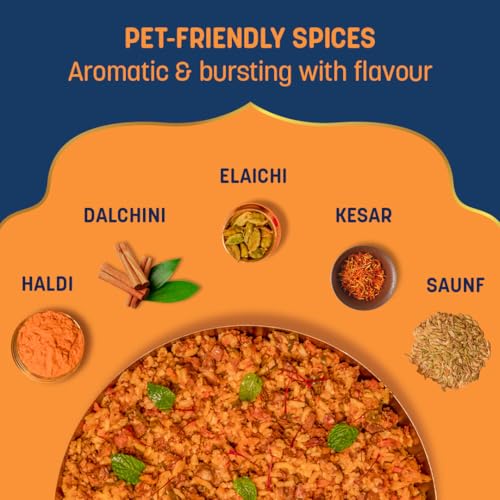 Image of Sara's Wholesome by HUFT Flavours of India Chicken Biryani Wet Dog Food - 100 gm (Pack of 10) | Value Pack | Real Chicken Recipe | Complete & Balanced Nutrition for Dogs of All Breeds