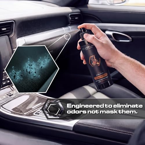Image of Blackline Car Care - Teakwood Car Air Freshener Spray, Long-Lasting, Premium Odor Eliminator for Cars, Trucks, RVs, SUV, or Home Use - 8 fl OZ - Air Freshener - Teakwood Spray