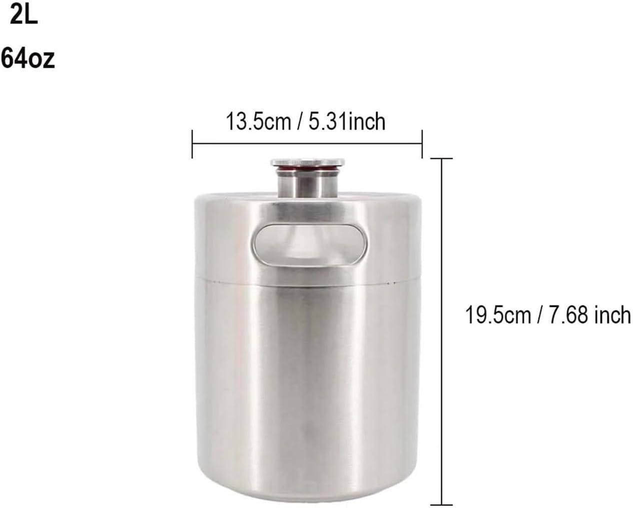 Brewing Equipment Mini Beer Keg 2/3.6/4/5L Food Grade Stainless Steel 304 Silver Black Single Wall Screw Cap Refillable Portable Homebrew Kegging Brewing Equipment(2L Silver)