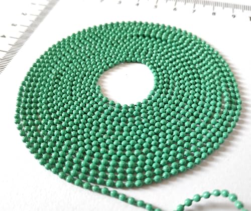Image of GoSetGet! 12 mtr-Teal Green -1.5mm Metal Ball Chain for LIPPAN Art, Rangoli, Jewelry Making, Crafts, Decorative, Long Lasting Finish (12 Mtr TealGreen)