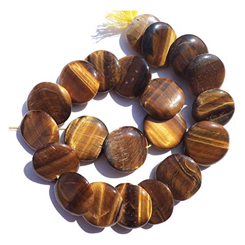 Perles oeil de tigre haut de gamme AA+ disques lisses 21mm pour colliers de luxe