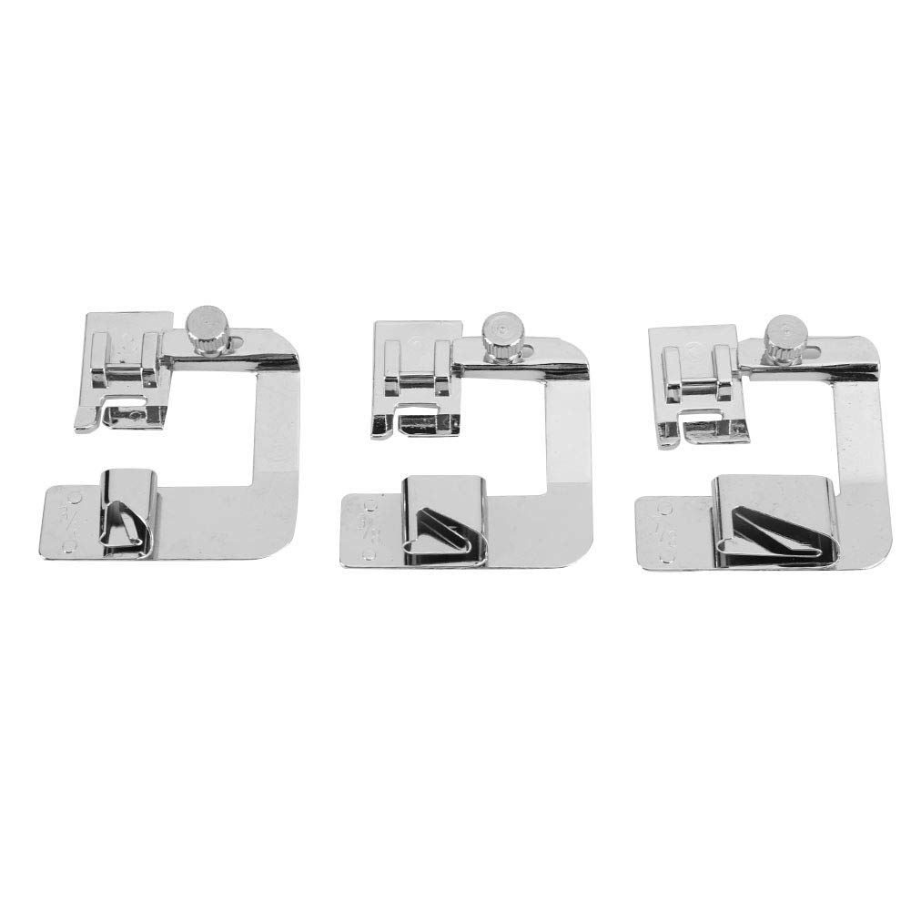 Presser foot， 3 Piece Rolled Hem Presser Foot Set, Universal Snap-On Bias Tape, Narrow Wide Hemming Feet for Sewing Machine