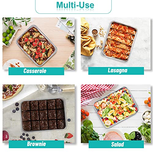 Teamfar Lasagna Pan, Stainless Steel 10.5’’ X 8’’ X 2’’ Small Rectangular Baking Roasting Cake Casserole Brownie Pan, Non-Toxic & Sturdy, Brushed Surface & Deep Side, Dishwasher Safe #TOP4