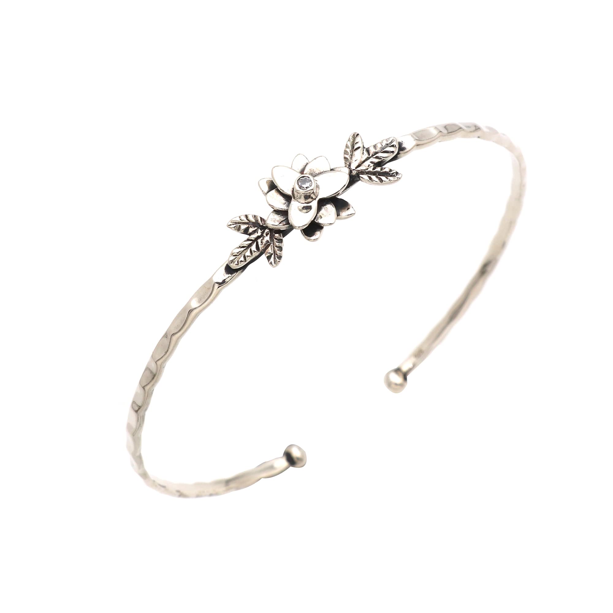 Preciously Mine 925 Sterling Silver Flower and leaf Cubic Zirconia Cut Round Shape Stone Bracelet (B0B397CG73) Amazon Price History, Amazon Price Tracker