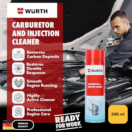 Image of Wuerth Carburettor & Injection Cleaner - 500ml | Throttle Body, Carburettor, Injector & Fuel System Cleaner Spray | German Engineered | Removes Carbon, Deposits & Oxidation