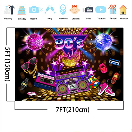 Mehofoto 80S Party Backdrop Disco Theme Retro Style Photo Backdrop 7X5 80'S Birthday Background Sign 1980'S Neon Eighties Photobooth Props #TOP2