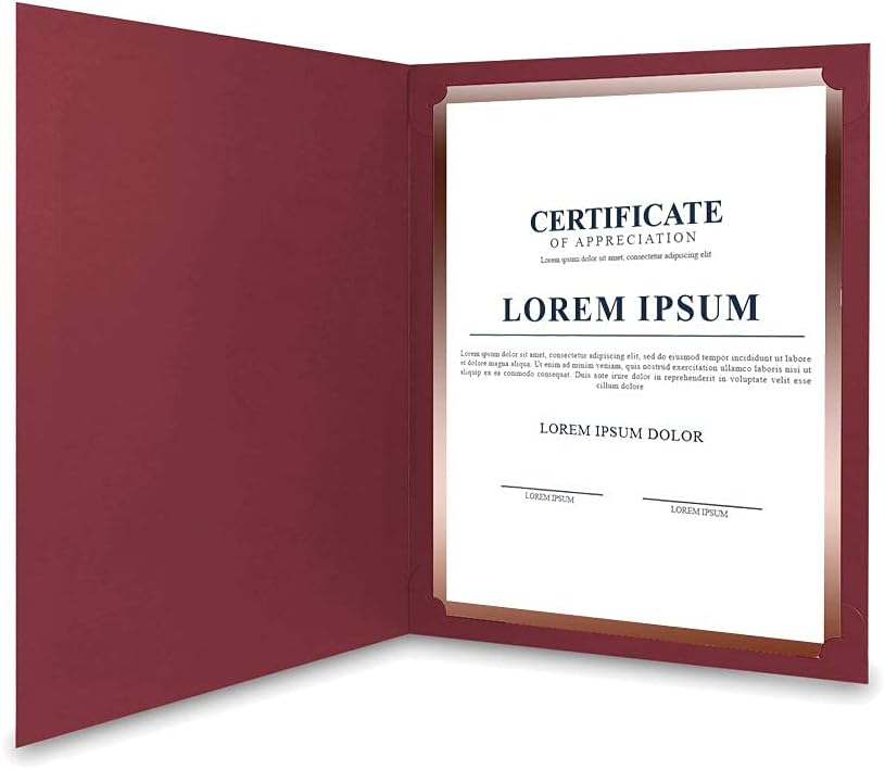 SUNEE Certificate Holders(Burgundy, 30 Packs), Diploma Covers Gold Foil Border, for Letter Size 8.5x11 Certificates, Cardstock, Document Papers : Office Products