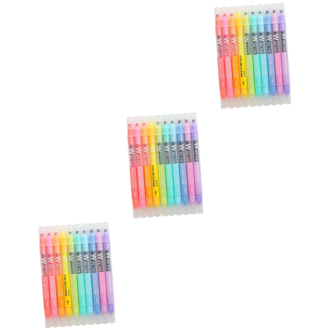 STOBOK 30pezzi Evidenziatori Colorati Doppia Punta Evidenziatori Pastello Riutilizzabili Per Studenti Cancelleria Creativa Per Appunti e Lettura Design Adorabile e Funzionale