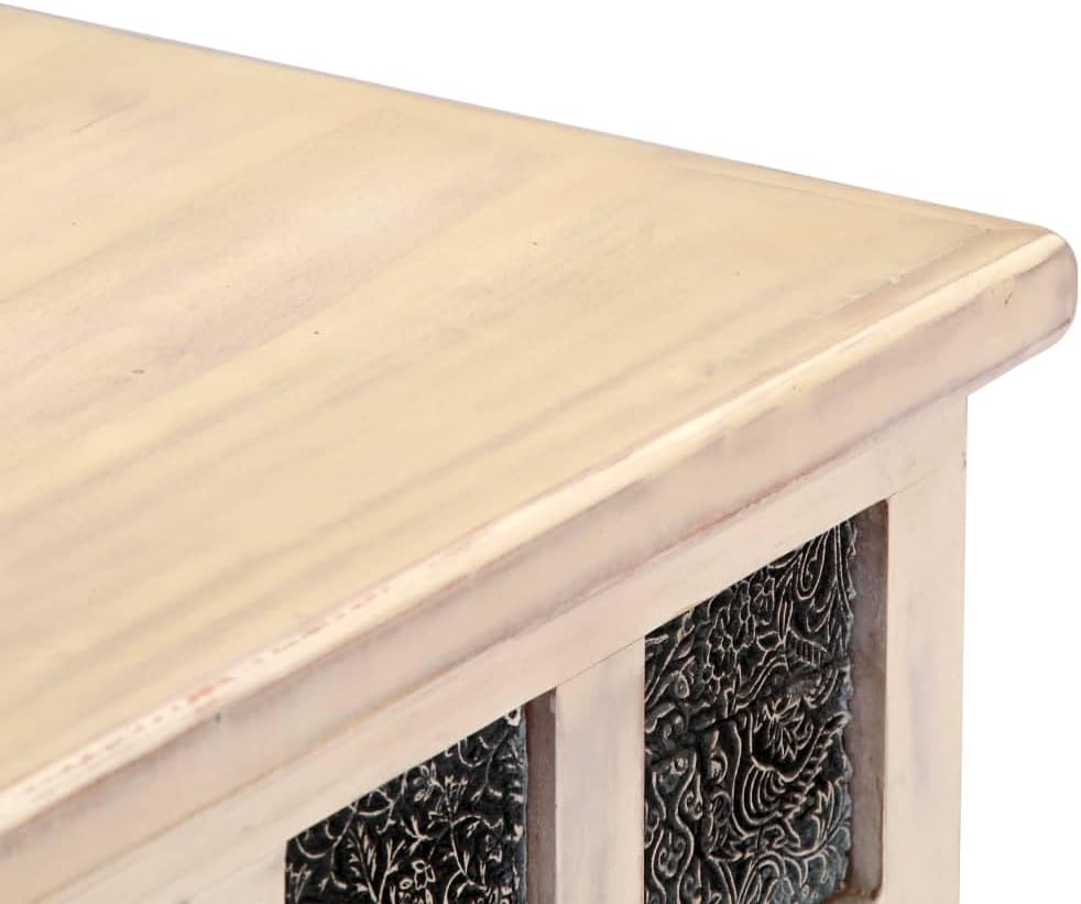 White Solid Acacia Wood Storage Chest Box, 43.3 inch Rectangular Blanket Chest, Distressed Finish Storage Trunk for Bedroom, Living Room Organization