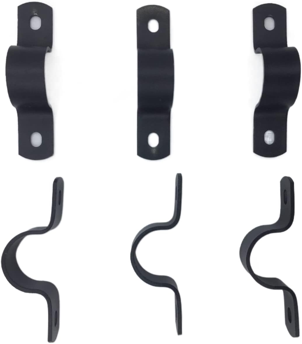 Baby Flower Durable U-Shaped Black Metal Tension Bracket Pipe Clamps, Two Hole Pipe Straps and Industrial Pipe Rack Fittings and U-Brackets (Pack of 6) (1/2 in), 202201