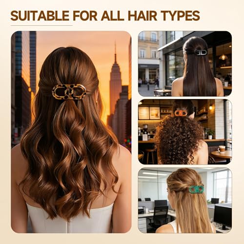 Image of 2 Pcs Hair Clutchers for Women, Magnetic Hair Clip, 2-in-1 Section Clips for Hair Styling, Daily Use and Professional Salon Clutcher Hair Accessories, Black Brown Print Hair Claw Clips (Orange and Blue)