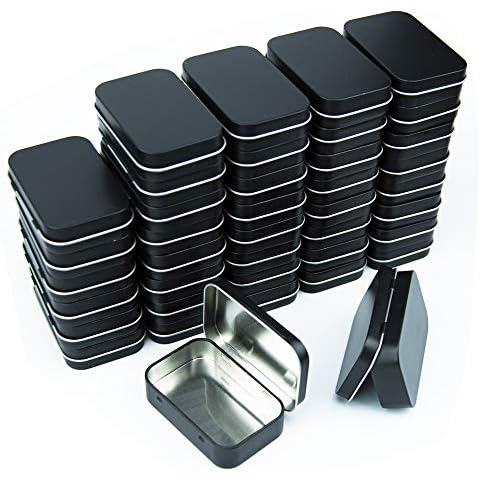 Aybloom Metal Rectangular Empty Hinged Tins - Black Mini Portable Box Containers Small Storage Kit & Home Organizer for Storage Drawing Pin Candies Jewelry Crafts(Black, 40 Pack) Cover