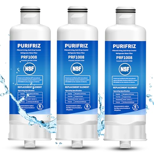 PURIFRIZ 3 Pack DA97-17376B Refrigerator Water Filter Compatible with Samsung HAF-QIN/EXP, DA97-08006C, RF28R7201SR, RF28R7351SG, WD-F45, NSF/ANSI 42&372 Certified, 6 Month / 300 Gallon