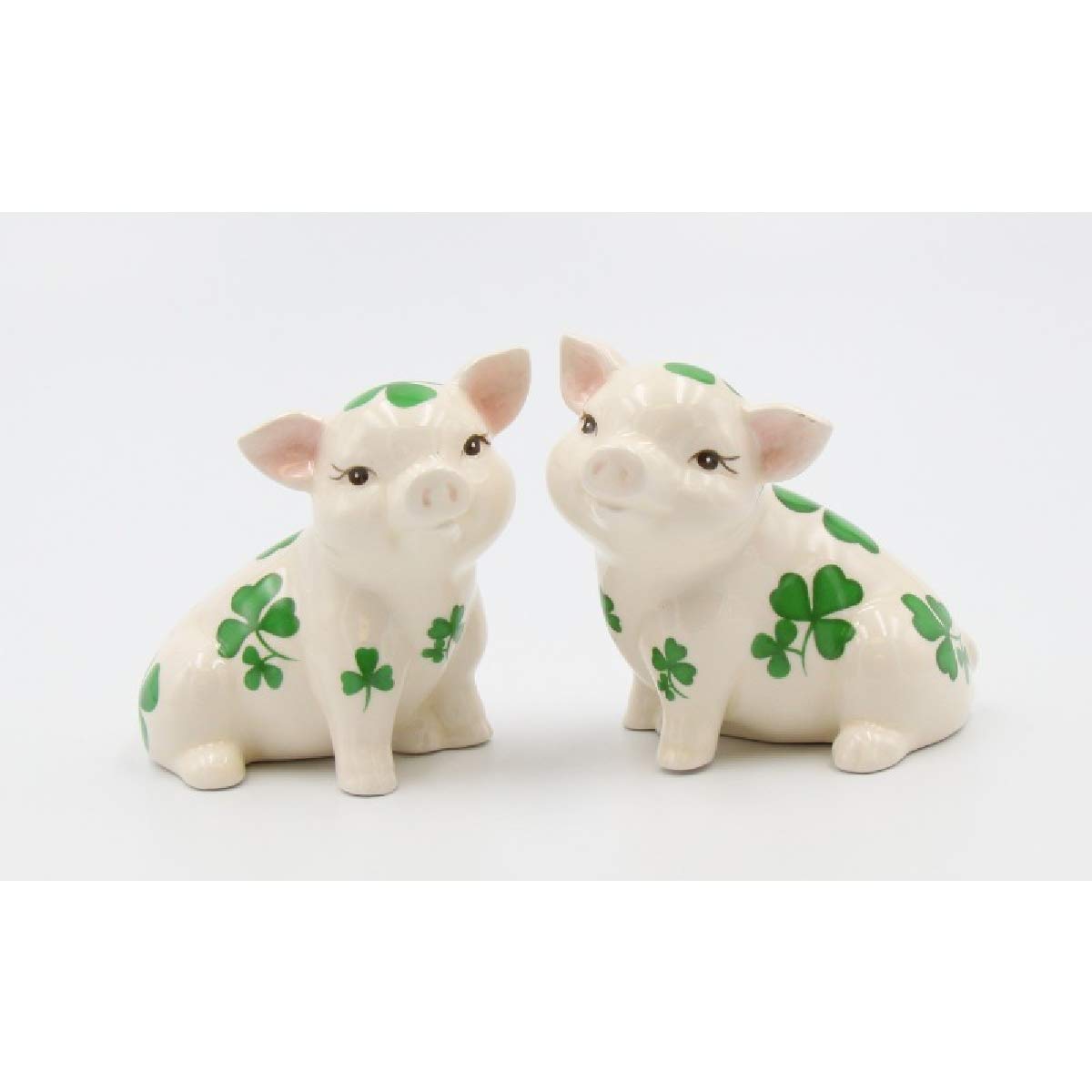 Cosmos Gifts 20789 Shamrock Pigs Salt and Pepper Shaker, 3-1/2 inches high, Green