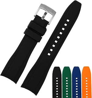 Dexter Top Grade Silicone Curved Lug End Watch Strap- Watch Bands For Men & Women -Waterproof Rubber Bracelet for Sports & Dive Watches-Replacement for Tudor, Omega & Seiko Watches Black, Blue, Orange, Green