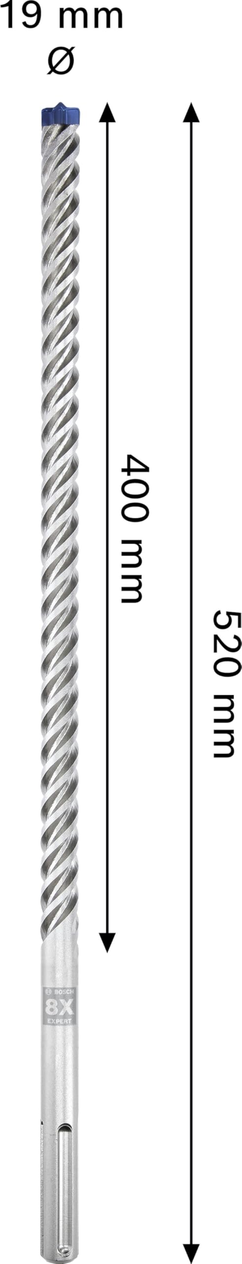 Bosch 1x EXPERT SDS max-8X Hammerbohrer (für Weichgestein, Harter Stein, Ø 19,00 mm, Professional Zubehör Bohrhammer)