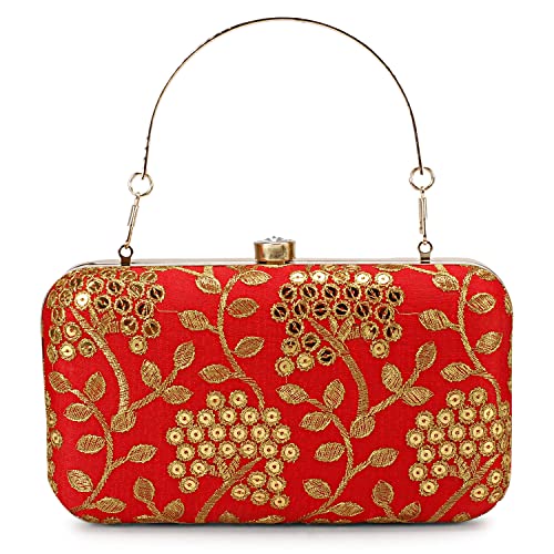 Image of LONGING TO BUY Hand Crafted Designer Box Clutch - Zari Embroidery For Women