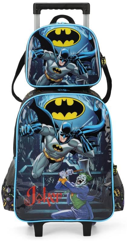 Mochila Carrinho Luxcel + Lancheira Batman Preta Ic39262bm