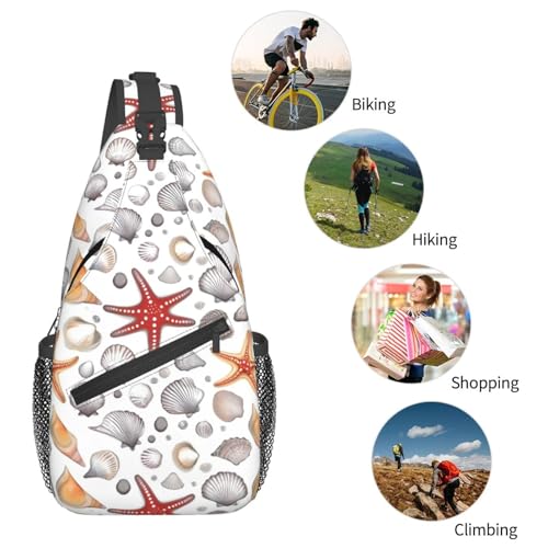 Mochila crossbody con estampado de estrella de mar para senderismo miniatura 6