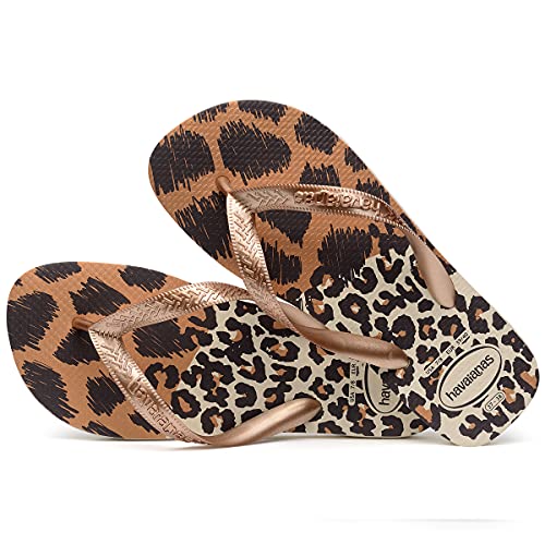 Chinelo Top Animals, Havaianas, Feminino, Bege Palha/Rose Gold/Café, 33/34