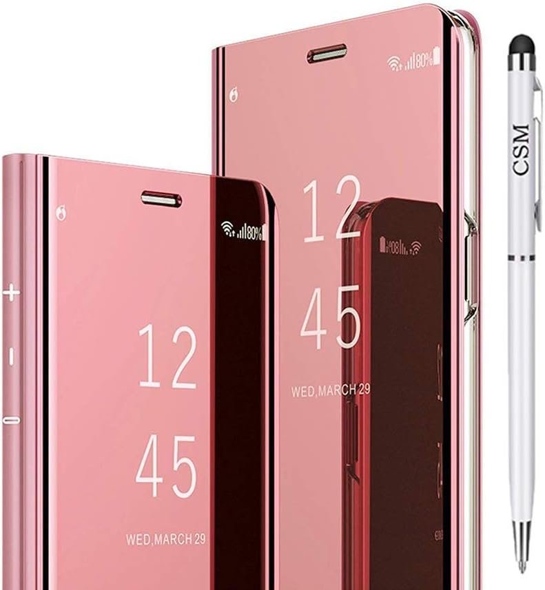 iPhone 8/iPhone 7 Mirror Flip Case, Luxury Electroplate Plating Kickstand Case Smart Clear View Cover with Full Coverage Flexible Film for Apple iPhone 8/iPhone 7(4.7 Inch)-(Rose Gold)