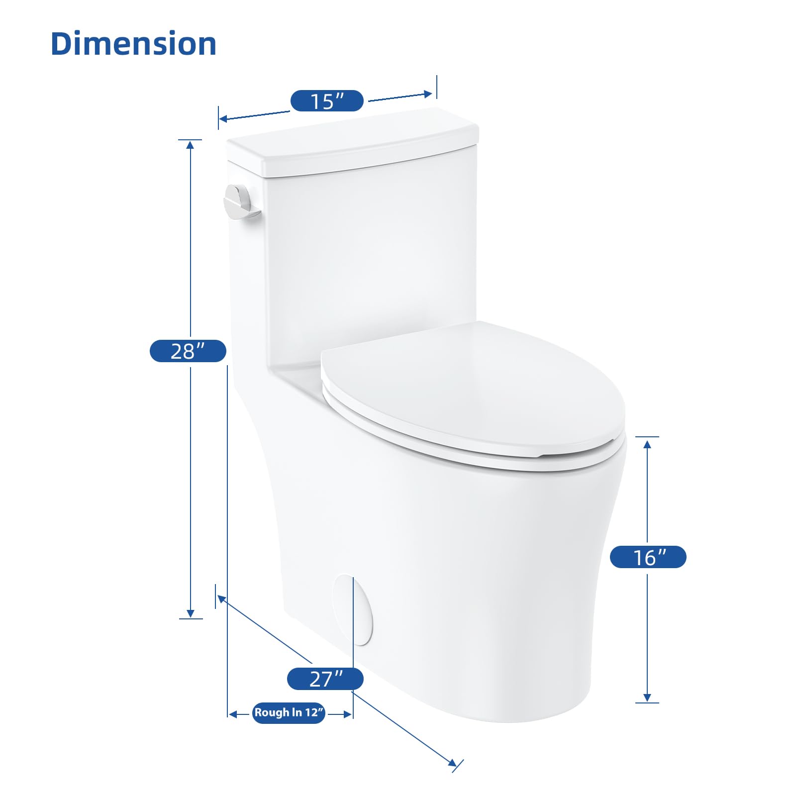 Elongated One-Piece Ceramic Toilet - Soft Close Seat, Powerful Flush, Easy Clean Design