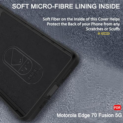 Image of TheGiftKart Liquid Silicon Back Cover Case for Motorola Moto Edge 70 Fusion 5G | ShockProof Military Grade Protection | Micro-Fibre Cloth On Inner Side | Built-In Anti-Slip Grip Back Case (TPU, Black)