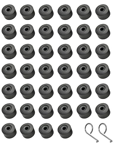 40x 17mm Wheel Lug Nut Covers Caps + 2x Removal Tool Replacement for VW Lug Nut Cover Jetta Beetle Passat GTI CC Wheel Bolt 1K0 601 173
