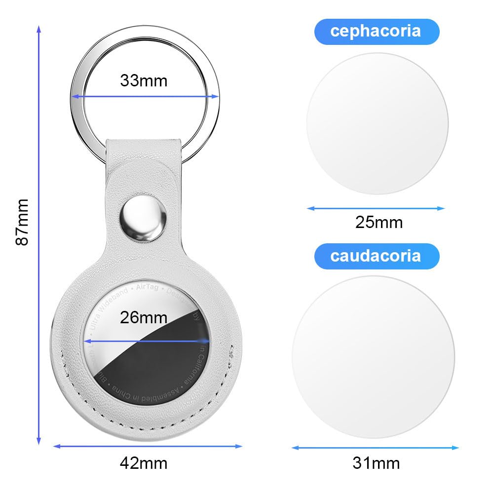 AXFEE Llavero para AirTag Cuero, Llaveros AirTag Funda Protectora con Película Protectora, Llavero Portátil Impermeable, Localizador para Llaves, Mascotas y Mochilas(Blanco) — view 2