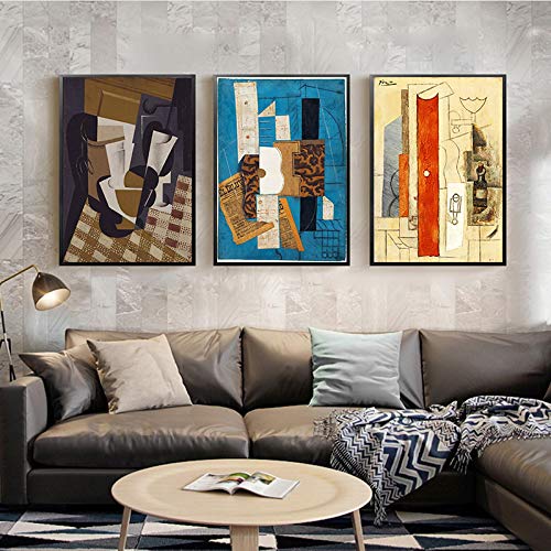 Art abstrait violon guitare affiche cubisme pour habiller un mur blanc de grand salon
