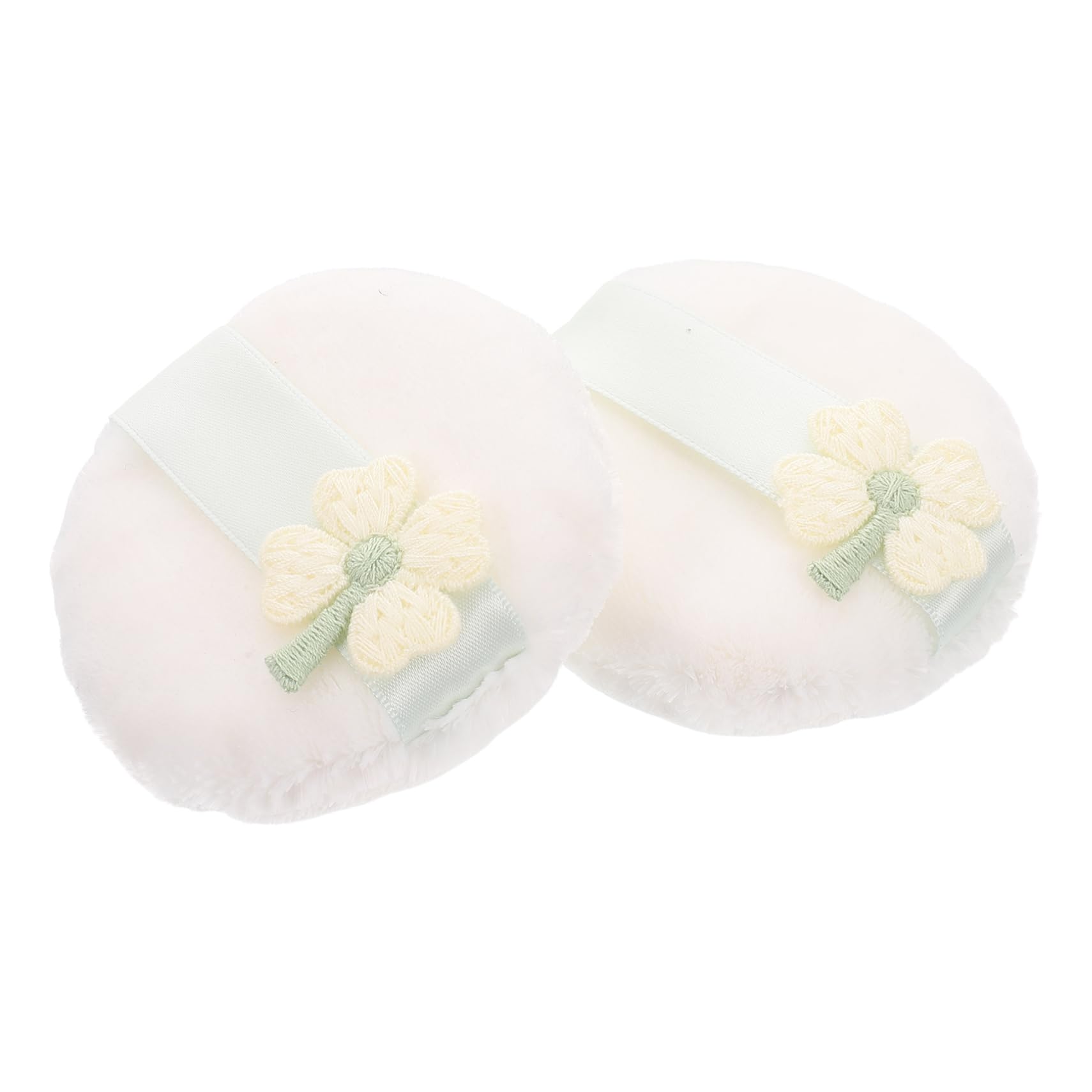 NOLITOY 2Pcs Large Powder Puff Soft Washable Cosmetic Applicator for Liquid Loose Powder Unique Leaf Design Elegant Embroidery for Makeup Application
