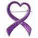 PinMart's Purple Glitter Heart Awareness Ribbon Brooch