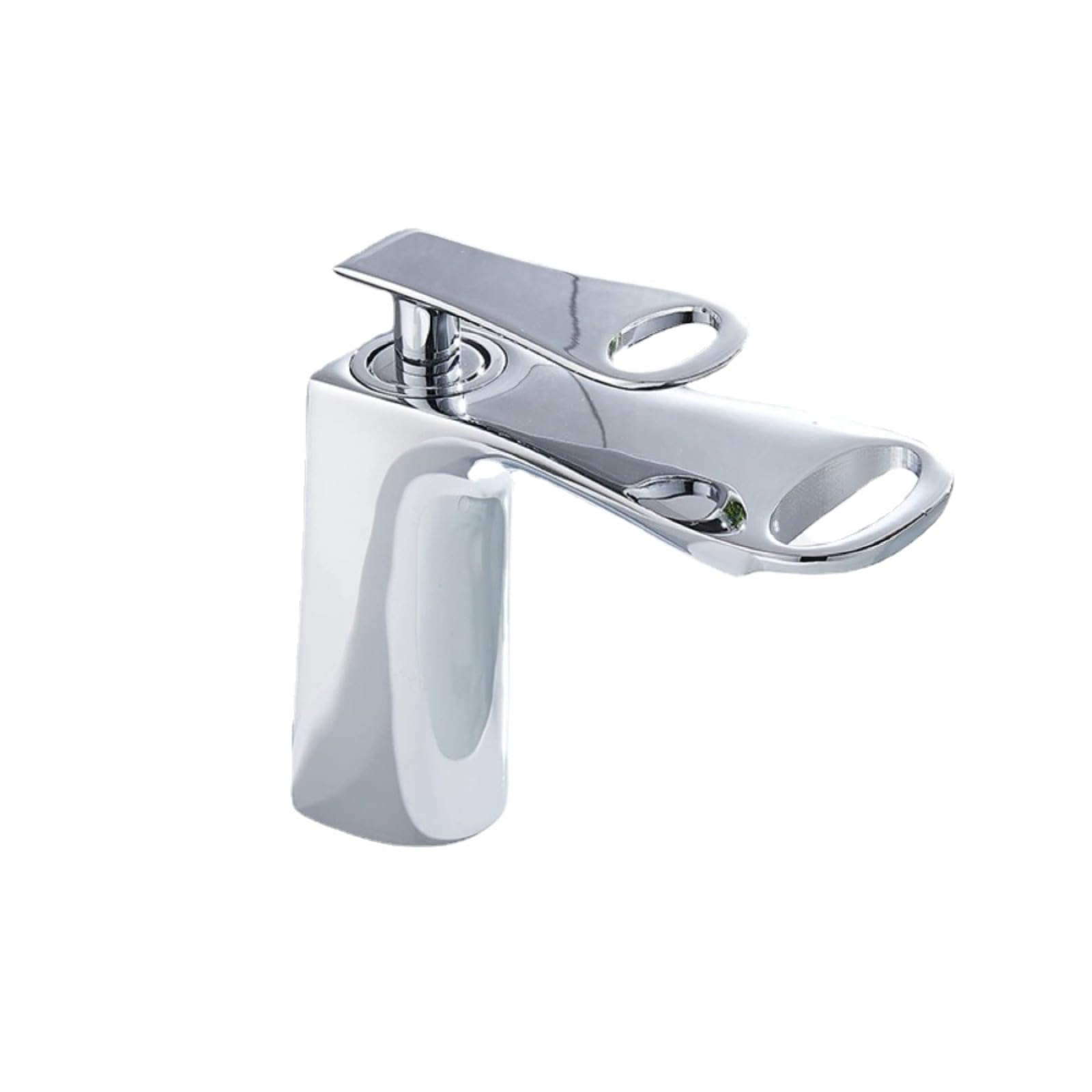 Grifo de lavabo cromado para baño, cubierta Moutend con cubierta, un solo agujero, grifos mezcladores de baño