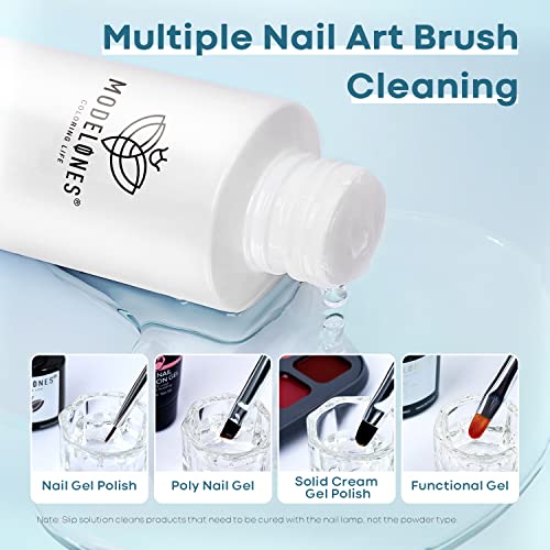 Image of Modelones Poly Extension Gel Kit Slip Solution for Nails Forms with Dual-Ended Nail Brush Anti-Stick Liquid Brushes Cleaning Easy Spread for Beginner