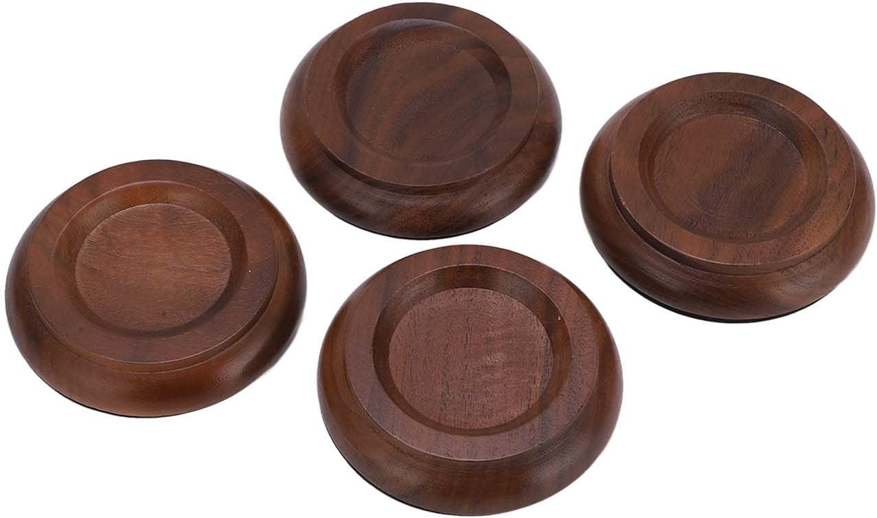 Piano Caster Cup, 4Pcs Black Walnut, Non Slip Floor or for Furniture, Wood Caster Cup with Shock Absorbing, for Upright Piano and Heavy Furniture