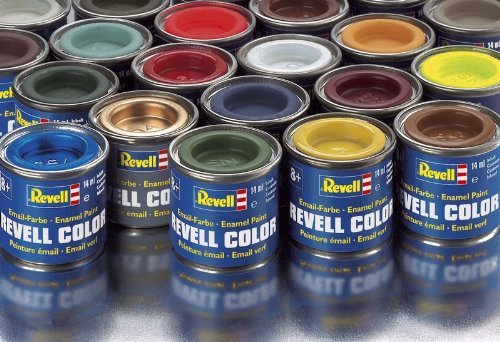 Revell Basisfarbpalette Glanzfarben glänzend – 6x 14 ml Revell Email Farbdosen – (32104 - Weiß) (32107 – Schwarz) (32112 – Gelb) (32131 – Rot) (32150 – Blau) (32161 - Grün)