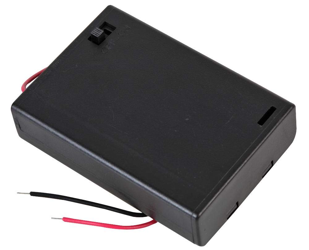 Multicomp Pro Black/Red Enclosed 3X Aa Battery Holder With Wire Leads & On/Off Switch