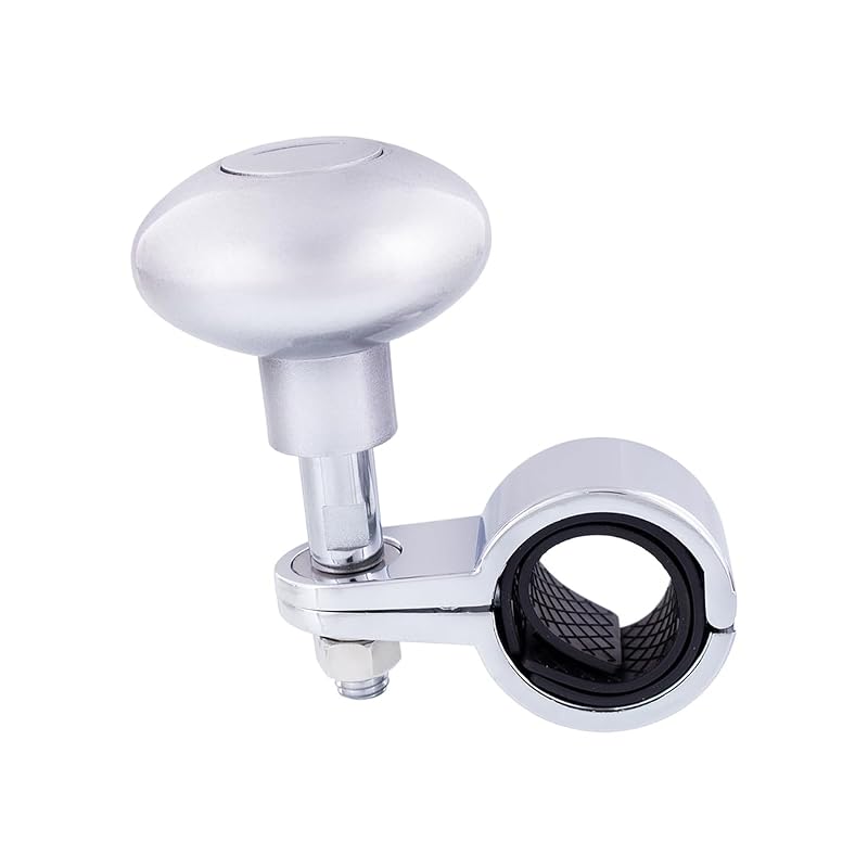 Girador de volante United Pacific 70366 em ABS com abraçadeira metálica, Liquid Silver